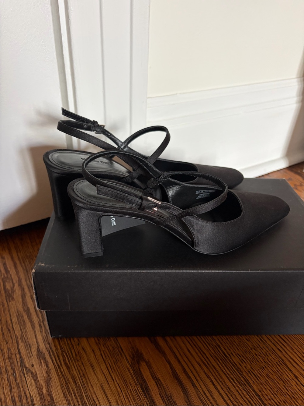 Massimo Dutti Black Satin Slingback Heels EUR 38 US 7.5